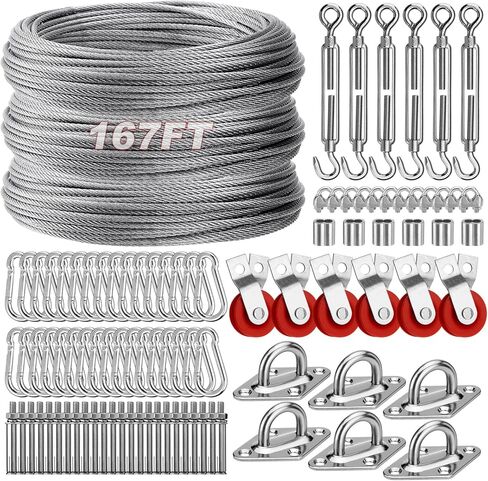 Batting Cage Cable Kit for 35FT/55FT/70FT Nets, Batting Cage Netting Wire Tension Kit, DIY for Backyard/Facilities/School Baseball Softball Hitting Tunnels in Saudi Arabia