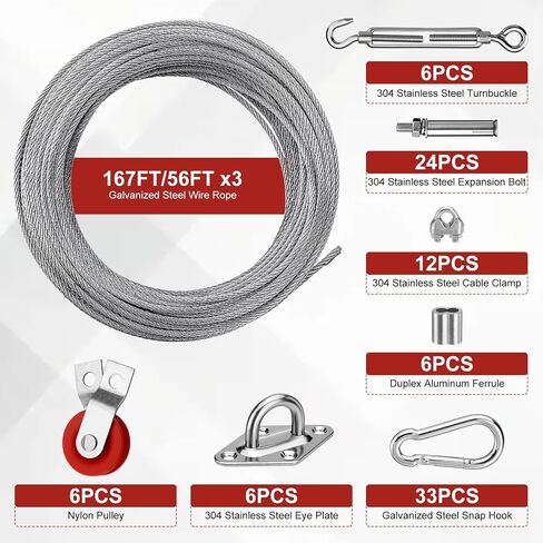 Batting Cage Cable Kit for 35FT/55FT/70FT Nets, Batting Cage Netting Wire Tension Kit, DIY for Backyard/Facilities/School Baseball Softball Hitting Tunnels in Saudi Arabia
