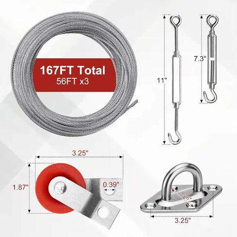 Batting Cage Cable Kit for 35FT/55FT/70FT Nets, Batting Cage Netting Wire Tension Kit, DIY for Backyard/Facilities/School Baseball Softball Hitting Tunnels in Saudi Arabia
