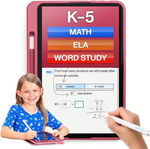 Dedicated Learning Tablet | Personalized Independent Study, Access All K–5 Lessons Math & ELA | No Browser, Games or Ads | 10.1" Display, Pen & Cover(Green) | Subscription Required in Saudi Arabia