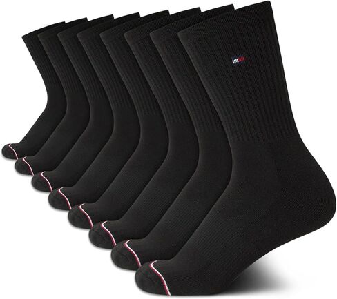Tommy Hilfiger Womens Crew Socks - 8 Pack Soft Cushion Athletic Sports & Running Mid-Calf Socks for Women (Shoe Size: 4-10) in Saudi Arabia