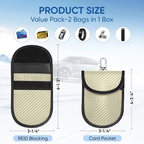 حقيبة فاراداي لمفتاح فوب (عبوتان)، واقي قفص فاراداي من تيكون - حجب إشارة RFID للسيارة، حقيبة مضادة للسرقة، مانع حافظة مضاد للقرصنة (نسيج ألياف الكربون) in Kuwait