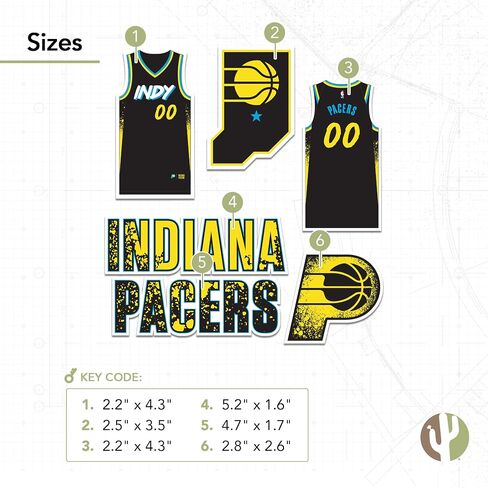 ملصق صبار الصحراء إنديانا بيسرز NBA مرخص رسميًا من الفينيل ملصق زجاجة مياه للكمبيوتر المحمول وسجل قصاصات السيارة (إصدار المدينة 2023) in Saudi Arabia