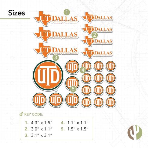 Desert Cactus University of Texas at Dallas Sticker Texas Dallas Comet Vinyl Decal Laptop Water Bottle Car Scrapbook Sheet (Type 1-1) in Saudi Arabia