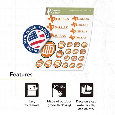Desert Cactus University of Texas at Dallas Sticker Texas Dallas Comet Vinyl Decal Laptop Water Bottle Car Scrapbook Sheet (Type 1-1) in Saudi Arabia