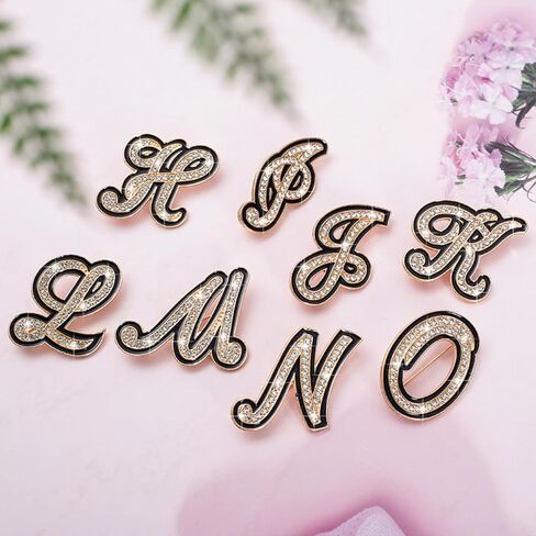 Letter Brooches and Pins for Women A-Z Initial Brooch Pins for Socks Backpacks Crafts Fashion Crystal Rhinestone Initial Pins Stocking Stuffers for Women Custom Jewelry for Men Women in Saudi Arabia