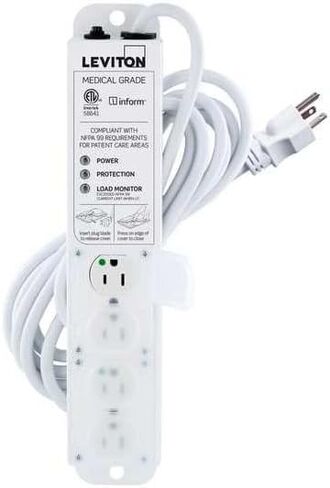 Leviton 20 Amp Medical Grade Power Strip with Load Monitoring Inform Technology, Surge Protected, 4-Outlet, 15’ Cord, 53C4M-2S5 in Saudi Arabia