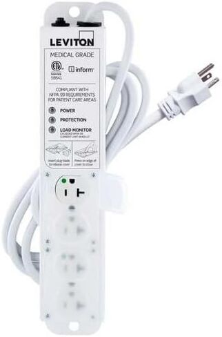 Leviton 20 Amp Medical Grade Power Strip with Load Monitoring Inform Technology, Surge Protected, 4-Outlet, 15’ Cord, 53C4M-2S5 in Saudi Arabia