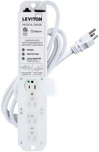 Leviton 20 Amp Medical Grade Power Strip with Load Monitoring Inform Technology, Surge Protected, 4-Outlet, 15’ Cord, 53C4M-2S5 in Saudi Arabia