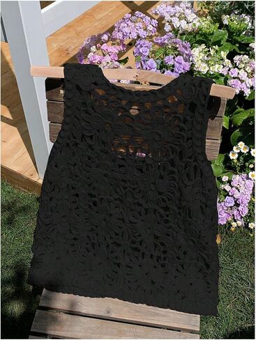 Sweatyrocks Women'slessless Hollow Out Cardigan Vest Veal Open Boho Summer Outwear Outwear in Saudi Arabia