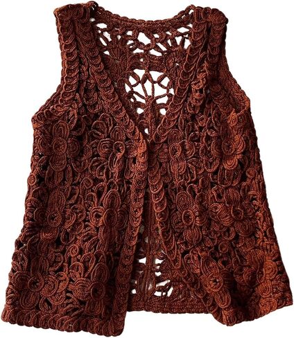 Sweatyrocks Women'slessless Hollow Out Cardigan Vest Veal Open Boho Summer Outwear Outwear in Kuwait