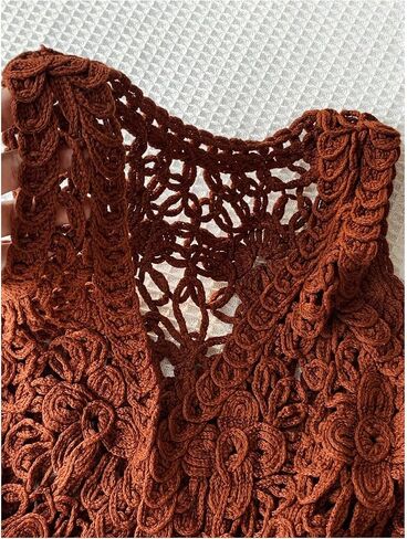 Sweatyrocks Women'slessless Hollow Out Cardigan Vest Veal Open Boho Summer Outwear Outwear in Kuwait