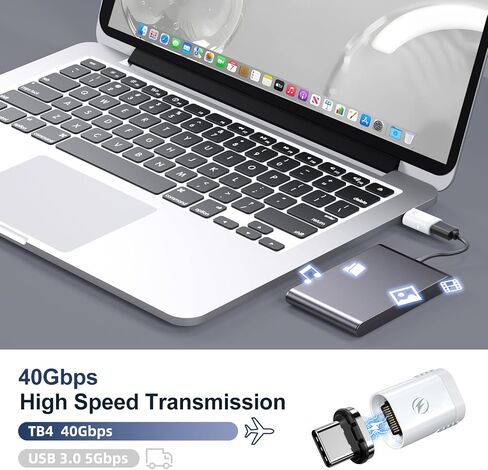 HanCenDa Magnetic USB C Adapter 2Pack, Straight USB C Magnetic Adapter 24Pin 240W USB4 40Gbps 8K 60Hz Video for Thunderbolt 3/4, MacBook Pro/Air iPhone 16/15, Steam Deck, PS5, PSVR2 Blue in Saudi Arabia