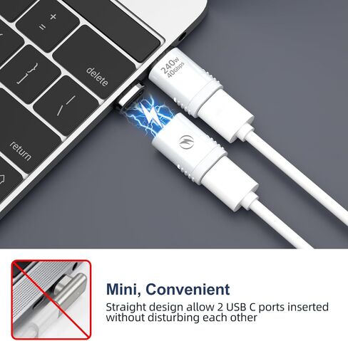 HanCenDa Magnetic USB C Adapter 2Pack, Straight USB C Magnetic Adapter 24Pin 240W USB4 40Gbps 8K 60Hz Video for Thunderbolt 3/4, MacBook Pro/Air iPhone 16/15, Steam Deck, PS5, PSVR2 Blue in Saudi Arabia