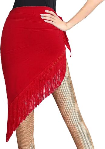 Ladies Latin Dance Fringed Triangle Hip Scarf Women High-Split Tassel Wrap Skirt Rumba Dancing Costume for Salsa Cha-cha in Saudi Arabia