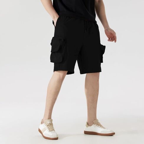 Men's Stretch Cargo Shorts Lightweight with Pockets & Drawstring Elastic Waist - Summer Work Shorts for Outdoor in Saudi Arabia