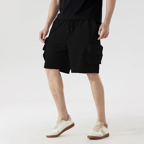 Men's Stretch Cargo Shorts Lightweight with Pockets & Drawstring Elastic Waist - Summer Work Shorts for Outdoor in Saudi Arabia