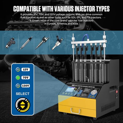 CT450 حقن الوقود منظف وماكينة اختبار ، منظف حقن الوقود بالموجات فوق الصوتية ، GDL ، EFI ، FSI ، 12V/70V/120V ، تصميم 6 أسطوانات ، موصلات مختلفة in Kuwait