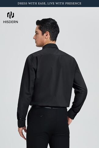 Hisdern Mens Dress Shirt و Tie Clankerchief مجموعة قمصان كلاسيكية طويلة الأكمام مطابقة للعلاقات زر رسمية أسفل القمصان أسفل القمصان in Saudi Arabia