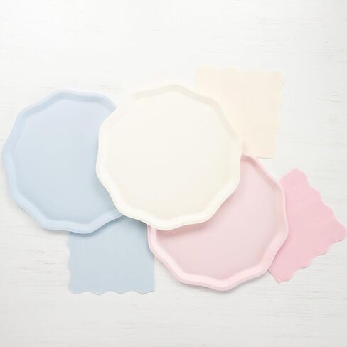 Light Pink Wavy Large Paper Napkins | Premium Party Table Decor, Valentine's Day, Easter, Princess | Happy Birthday Decorations, Lunch Napkins, 3-ply Paper, Pack of 20, 6.5" Folded in Saudi Arabia