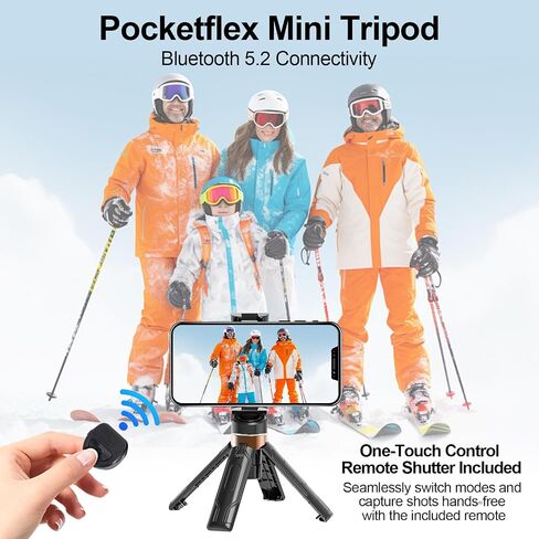 ترايبود الهاتف ، PocketFlex Mini Selfie Stick for iPhone ، حامل ثلاثي القوائم القابل للتمديد للهاتف ، Flipping 360 ° Rotating Holder Mini Travel Trips مع جهاز تحكم عن بعد قابل للفصل اللاسلكي in Kuwait