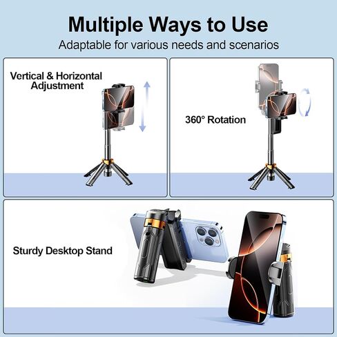 ترايبود الهاتف ، PocketFlex Mini Selfie Stick for iPhone ، حامل ثلاثي القوائم القابل للتمديد للهاتف ، Flipping 360 ° Rotating Holder Mini Travel Trips مع جهاز تحكم عن بعد قابل للفصل اللاسلكي in Kuwait