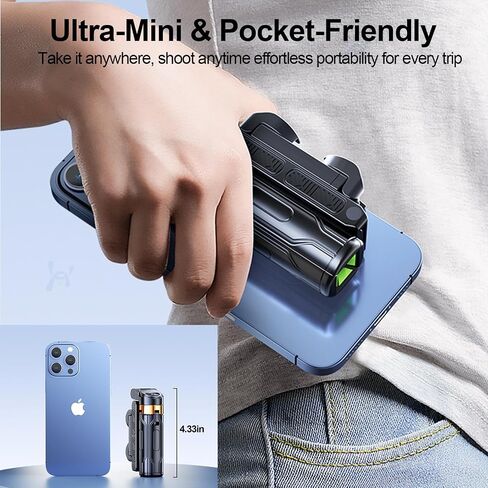 ترايبود الهاتف ، PocketFlex Mini Selfie Stick for iPhone ، حامل ثلاثي القوائم القابل للتمديد للهاتف ، Flipping 360 ° Rotating Holder Mini Travel Trips مع جهاز تحكم عن بعد قابل للفصل اللاسلكي in Kuwait