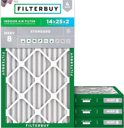 FilterBuy 16.5x21x1 مرشح الهواء Merv 8 Defense Defense (4 عبوات) ، مرشحات الهواء HVAC AC المطهو ​​استبدال (الحجم الفعلي: 16.50 × 20.50 × 0.75 بوصة) in Kuwait