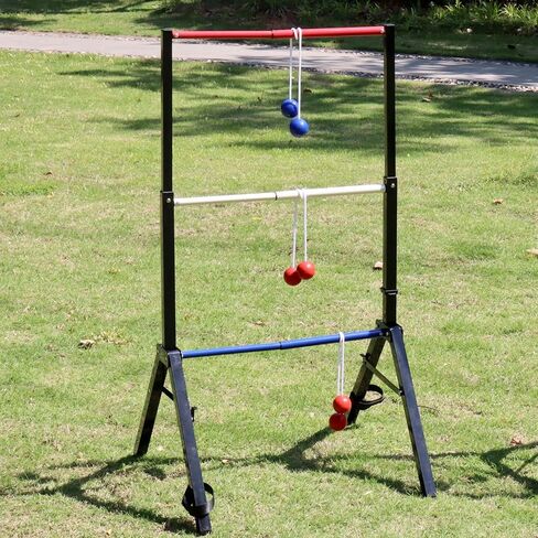 Metal Frame Ladder Ball Game Set - Portable Outdoor Games Ladder Toss with Scorekeeper - Includes 6 Bolas and Carry Case in Saudi Arabia