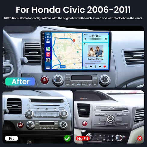 8-Core 4+32g Car Radio for Honda Civic 2006-2011: Android 13 Stereo Wireless Carplay Android Auto ، 10 "شاشة تعمل باللمس 1280 * 800 5G WIFI GPS Camera in Kuwait