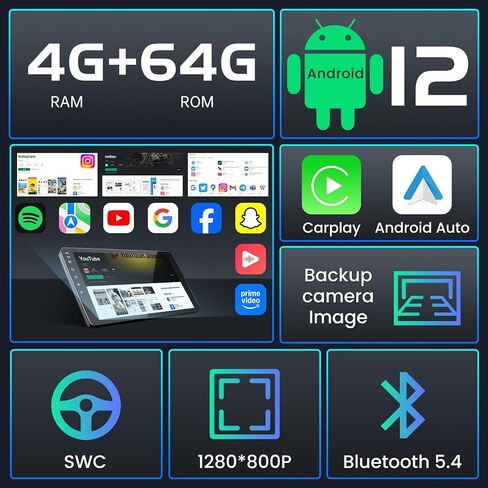 8-Core 4+32g Car Radio for Honda Civic 2006-2011: Android 13 Stereo Wireless Carplay Android Auto ، 10 "شاشة تعمل باللمس 1280 * 800 5G WIFI GPS Camera in Kuwait
