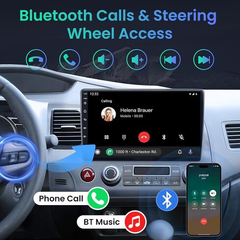 8-Core 4+32g Car Radio for Honda Civic 2006-2011: Android 13 Stereo Wireless Carplay Android Auto ، 10 "شاشة تعمل باللمس 1280 * 800 5G WIFI GPS Camera in Kuwait