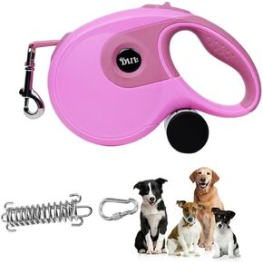26 ft Retractable Dog Leash with Dispenser, Suitable for Medium Large Dogs Up to 110lbs, Heavy Duty Design with Anti-Slip Handle, Pink in Saudi Arabia