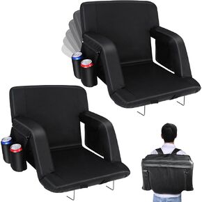 Stadium Seats with Back Support, Bleacher Chairs with Back and Cushion 2.6'' Thick Padded, 6 Reclining Positions, Folding Stadium Seats with Armrests, Bleacher Seats for Sports Events, Beaches in Saudi Arabia