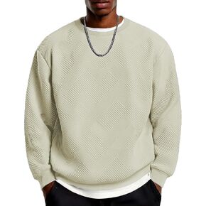 Coofandy Men Men Crewneck Sweatshirts نسيج هندسي غير رسمي الأكمام الطويلة الأكمام الطويلة in Kuwait
