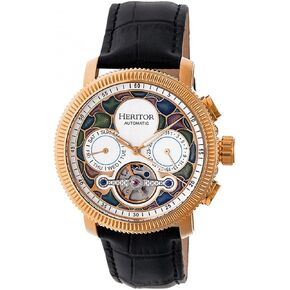 HERITOR Automatic Jeweled Automatic Movement 316L Surgical-Quality Stainless Steel Case/Sapphire-Coated Mineral Crystal and Leather Watch(Model: HERHR3503) in Saudi Arabia