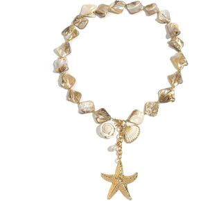 Chunky Shell Choker Necklace for Women Colorful Irregular Shell Beaded Necklaces Baroque Pearl Pendant Necklace Boho Summer Beach Jewelry for Women in Kuwait