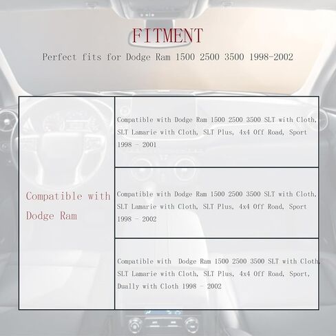 NLQR DRIVER SIDE SIDE SET COVERTING LEATHER GRAY DARKENT مع DODGE RAM 1500 2500 3500 1998 1999 2000 2001 2002 in Kuwait