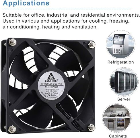 GDSTIME EC AXIAL 8025 ، مروحة الكعك 110V 115V 120V 220V 240V AC 80 مم × 25 مم مروحة تبريد صغيرة بدون فرش مع سلك الطاقة لمشاريع عادم التهوية DIY in Saudi Arabia