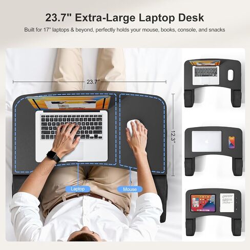 Lap Desk for Adults with Arm Rests,Ergonomic Laptop Pillow Stand for Bed,Couch,Floor,Large Table for Long Hours Work,Eating,Gaming,Reading and Writing,Lap Laptop Desk for College Dorm Room in Saudi Arabia