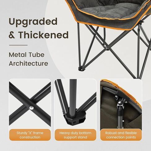 Oversized Padded Comfy Camping Chair for Adults, Portable Padded Lawn Chair, Weight Capacity 400 LBS, Heavy Duty Moon Leisure Folding Chair for Camping, Hiking, Carry Bag, Army Green (2 Pack) in Saudi Arabia