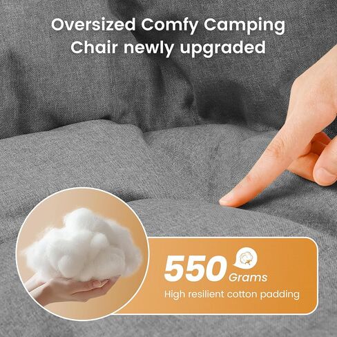 Oversized Padded Comfy Camping Chair for Adults, Portable Padded Lawn Chair, Weight Capacity 400 LBS, Heavy Duty Moon Leisure Folding Chair for Camping, Hiking, Carry Bag, Army Green (2 Pack) in Saudi Arabia