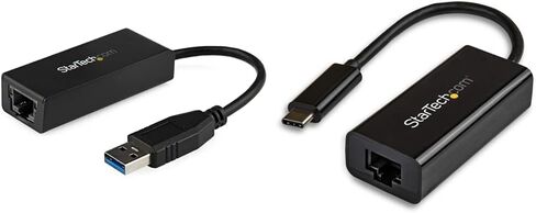 Startech.com USB 3.0 إلى Gigabit Ethernet Adapter - 10/100/1000 NIC Network Adapter & Startech.com USB to Serial Adapter - 1 Port - FTDI USB UART Chip - DB9 (9 -Pin) - USB to RS232 Adapter ، Black in Saudi Arabia