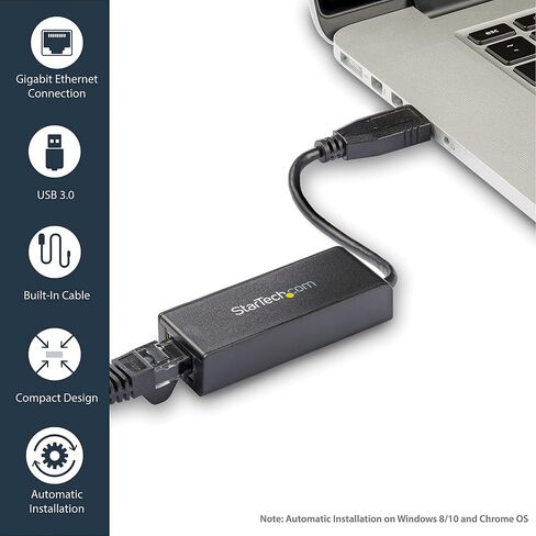 Startech.com USB 3.0 إلى Gigabit Ethernet Adapter - 10/100/1000 NIC Network Adapter & Startech.com USB to Serial Adapter - 1 Port - FTDI USB UART Chip - DB9 (9 -Pin) - USB to RS232 Adapter ، Black in Saudi Arabia
