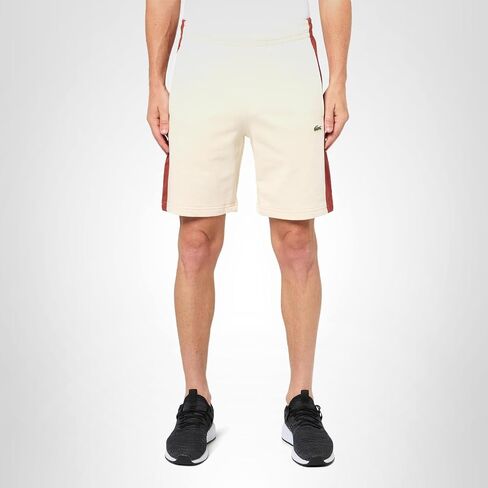 Lacoste Men's Regular Fit Colorblock Shorts, Off White, Maroon, & Clay, Medium in Saudi Arabia