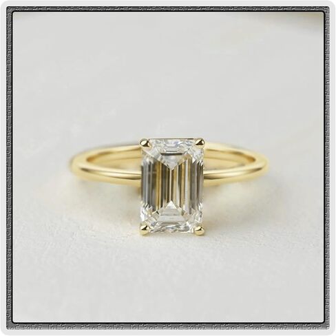 14K الذهب المطلي بالزركونيا خاتم الخطوبة للنساء 925 الجنيه الاسترليني الفضة الزمرد قطع 1CT/2CT/3CT CZ SOLITAIRE حلقات وعد للمرأة الحجم 5-9 in Kuwait