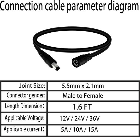 5.5mm x 2.1mm 9.8FT DC Power Extension Cable Male to Female 12V/24V 14AWG DC Connection Cable for CCTV Surveillance Camera Amplifiers LED Strip Lights Solar Panels Energy Storage Power Supply 2 pcs in Saudi Arabia