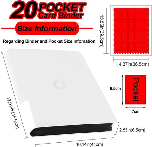 Premium 2000 Pocket Card Binder - 20 Pocket Trading Card Binder with Sleeves Fits 2000 Cards, Ringless Card Album for TCG - Model A，Classic Black in Kuwait