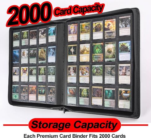 Premium 2000 Pocket Card Binder - 20 Pocket Trading Card Binder with Sleeves Fits 2000 Cards, Ringless Card Album for TCG - Model A，Classic Black in Kuwait