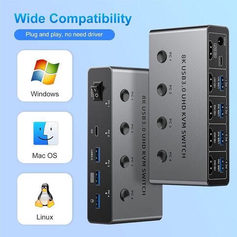 4K HDMI KVM Switch 1 Monitor 2 Computers 4K@60Hz, USB KVM Switches for Two Computer Share Monitor 3 USB Ports for Keyboard Mouse, Support Extended&Mirror Mode with Desktop Controller 2 Wires Included in Saudi Arabia